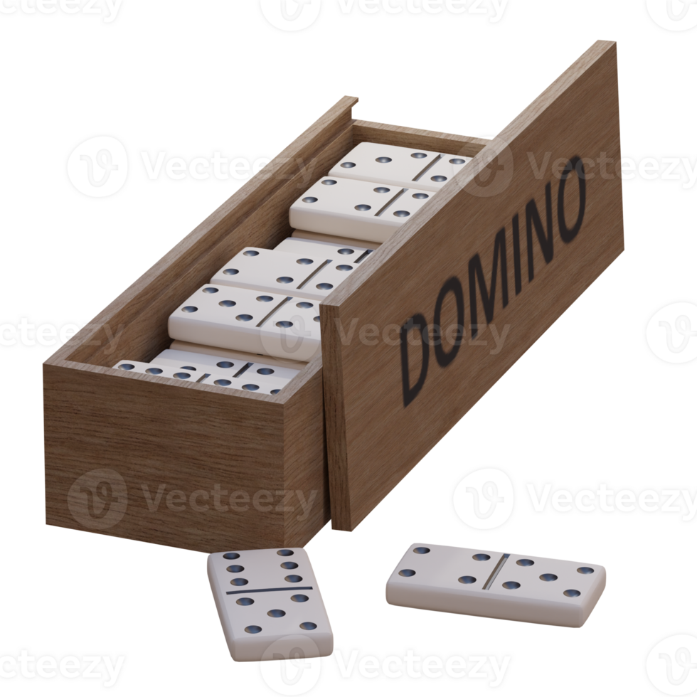3d render domino box with transparent background png