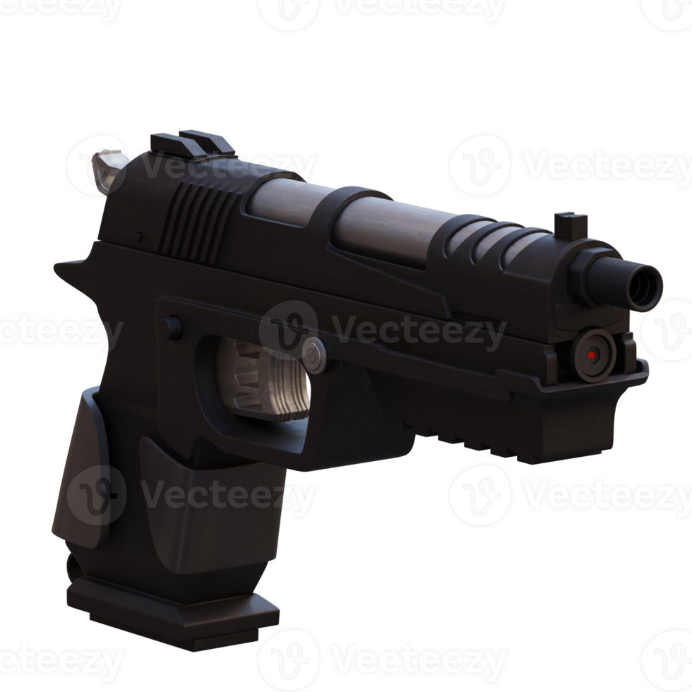 3d render gaming black pistol with background transparent png