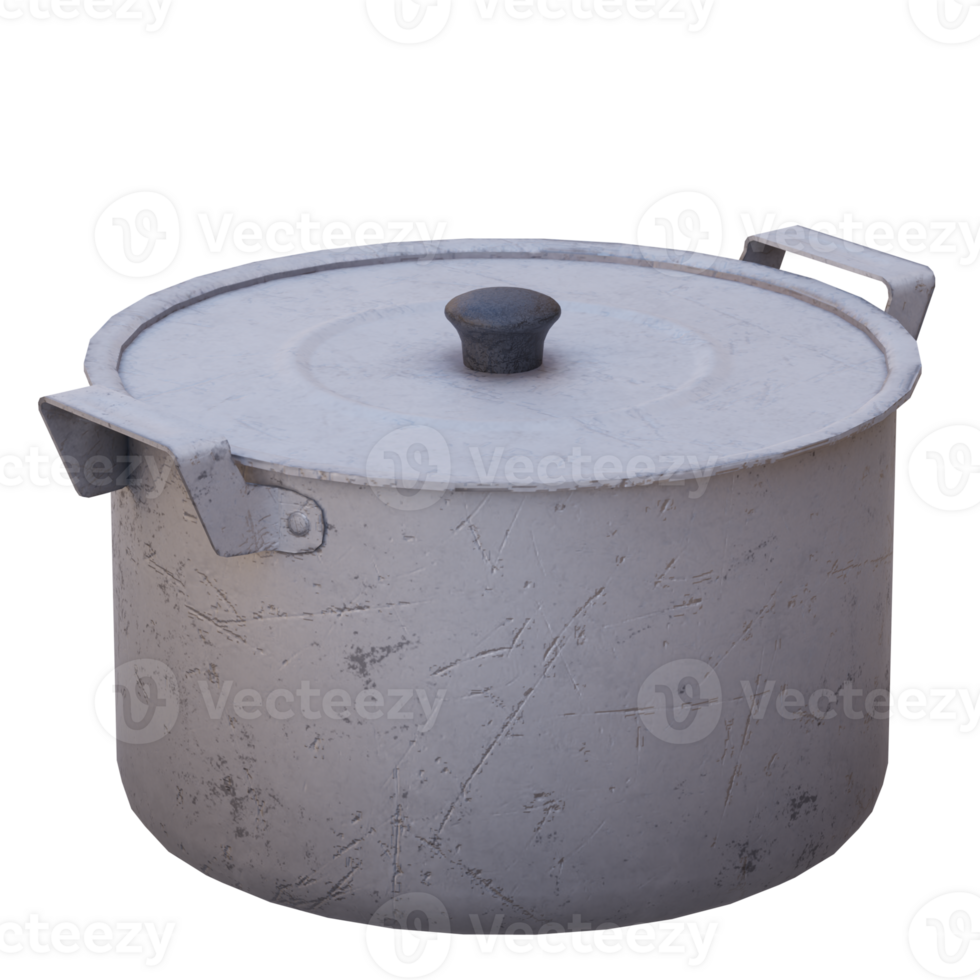 d render old aluminum pan with transparent background png