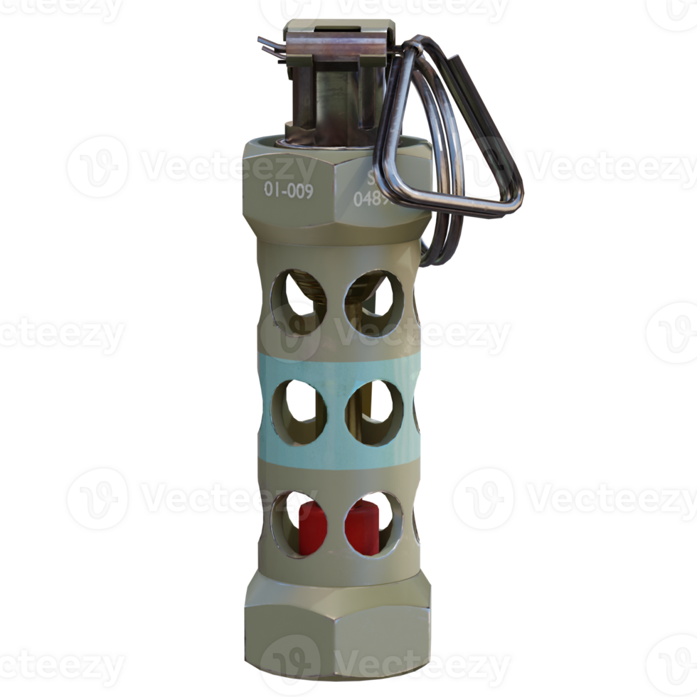 3d render flashbang grenade with transparent background png