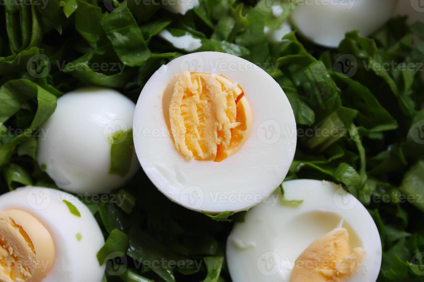Green Salad with eggs and spinach photo
