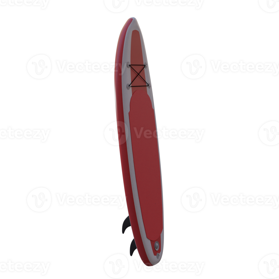3d render sup stand up paddle board with transparent background png