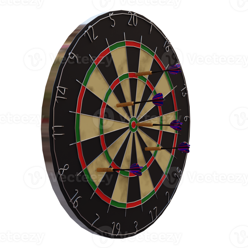 3d render dart board with transparent background png