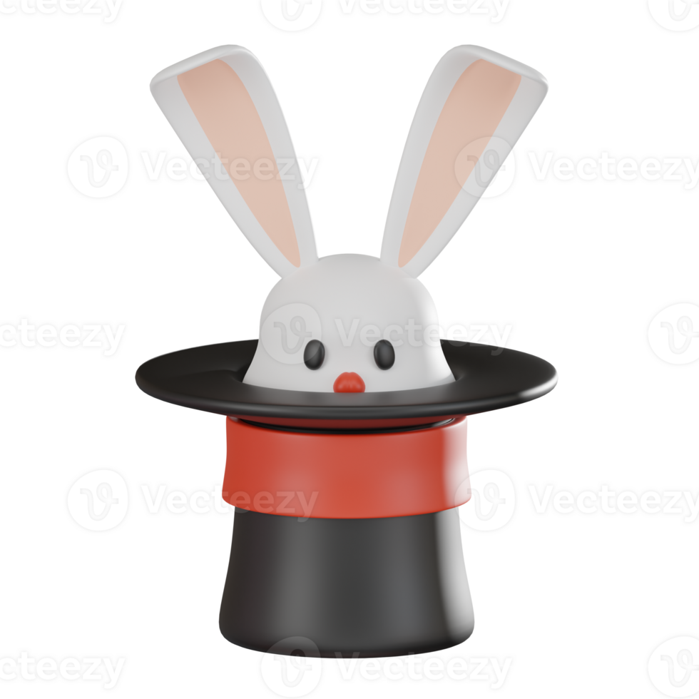 Enchanting Sorcery of Magic Hat and Rabbit Ears Illustration. 3D Render png
