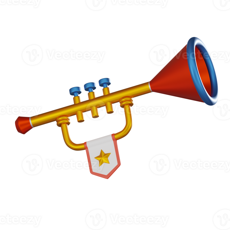 Carnival Euphoria of Colorful Trumpet, Perfect for Festive Decor. 3D Render png