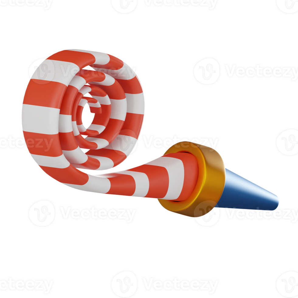 Party Essentials Rolled Paper Noisemaker for Celebrations. 3D Render png