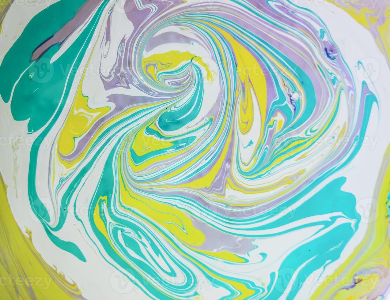 Process of creating painting in ebru technique. photo