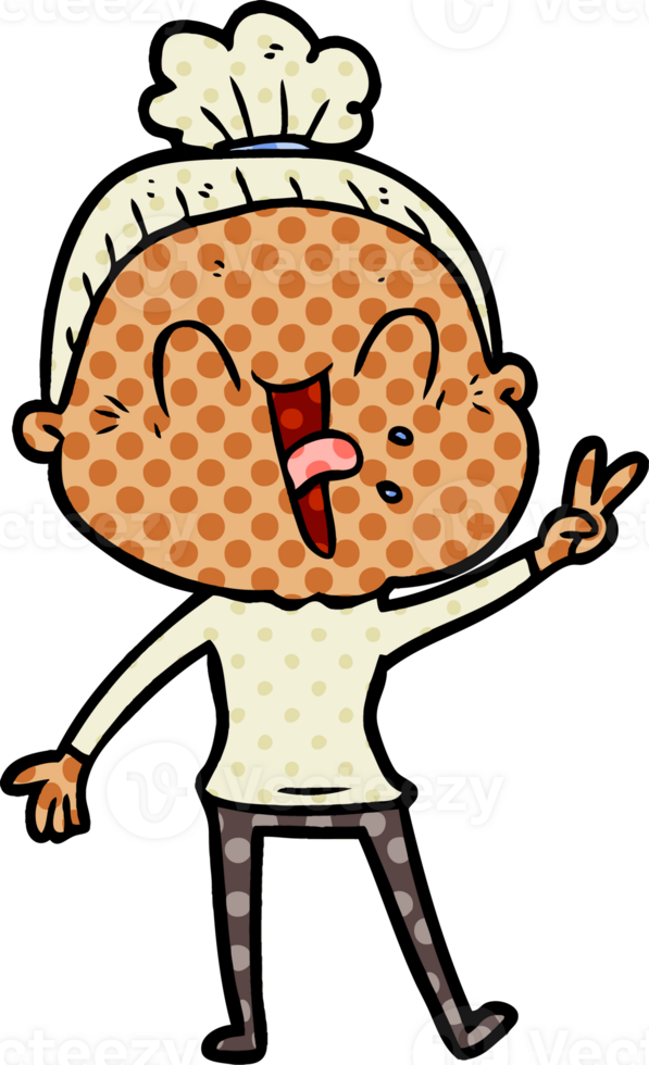 cartoon happy old woman drawing png