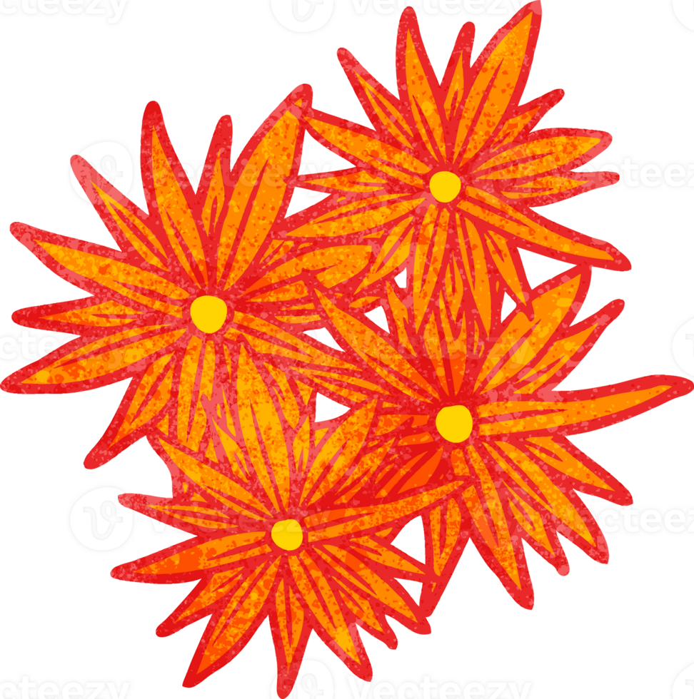 cartoon bright flowers drawing png