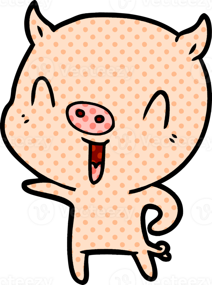 happy cartoon pig drawing png