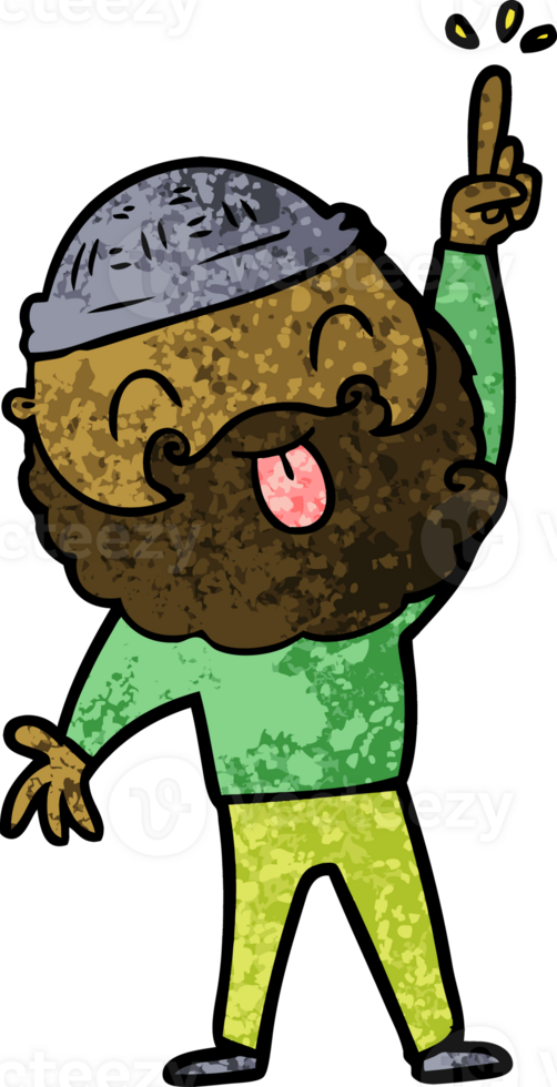 man with beard sticking out tongue drawing png