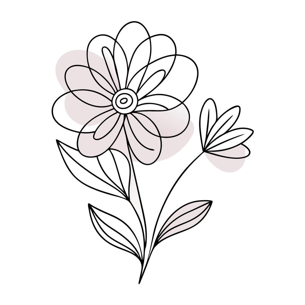 Continuous one line art flower design hand drawn simple flower outline vector