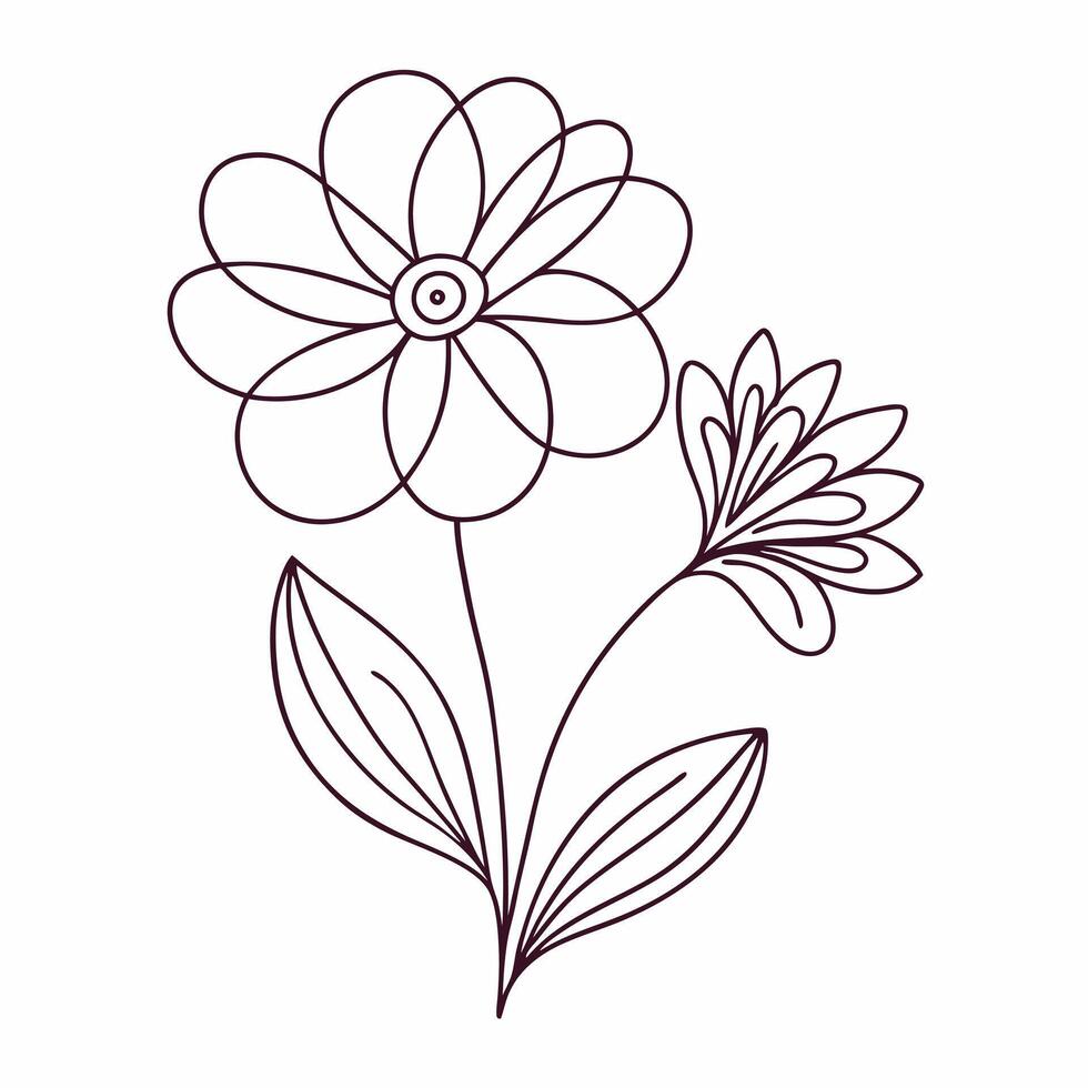 Continuous one line art flower design hand drawn simple flower outline vector
