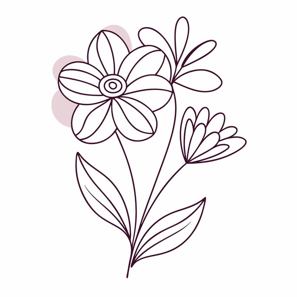 Continuous one line art flower design hand drawn simple flower outline vector