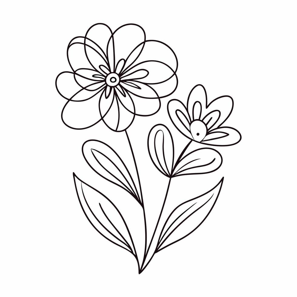 Continuous one line art flower design hand drawn simple flower outline vector