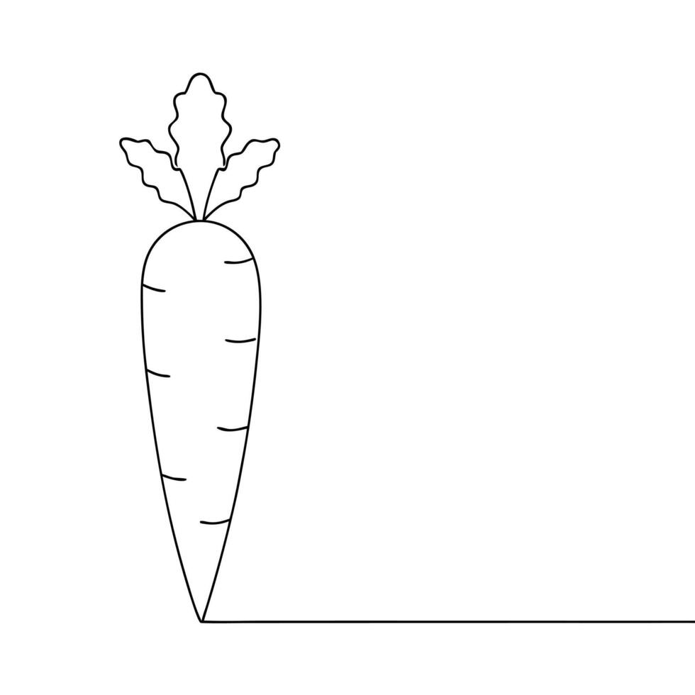 Continuous single line drawing of carrot icon isolated on white background vector