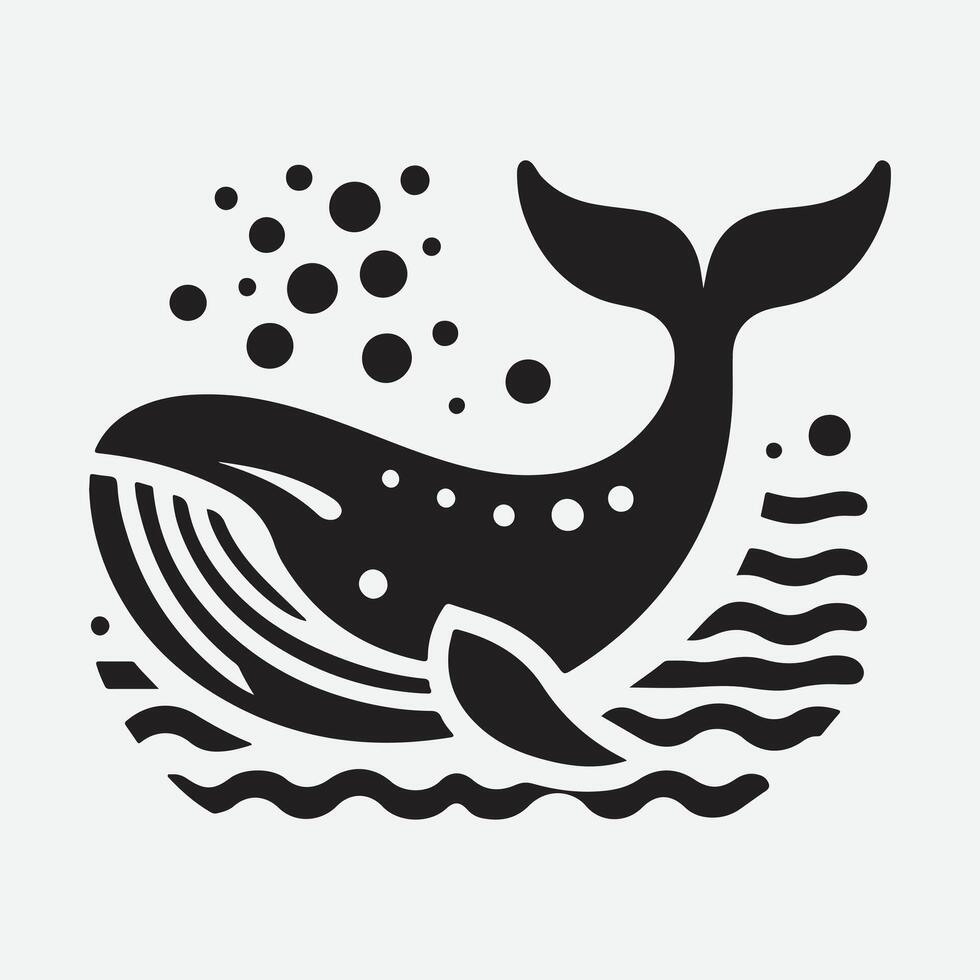Majestic Whale Silhouette Logo, Capturing the Grace of the Ocean's Giants vector