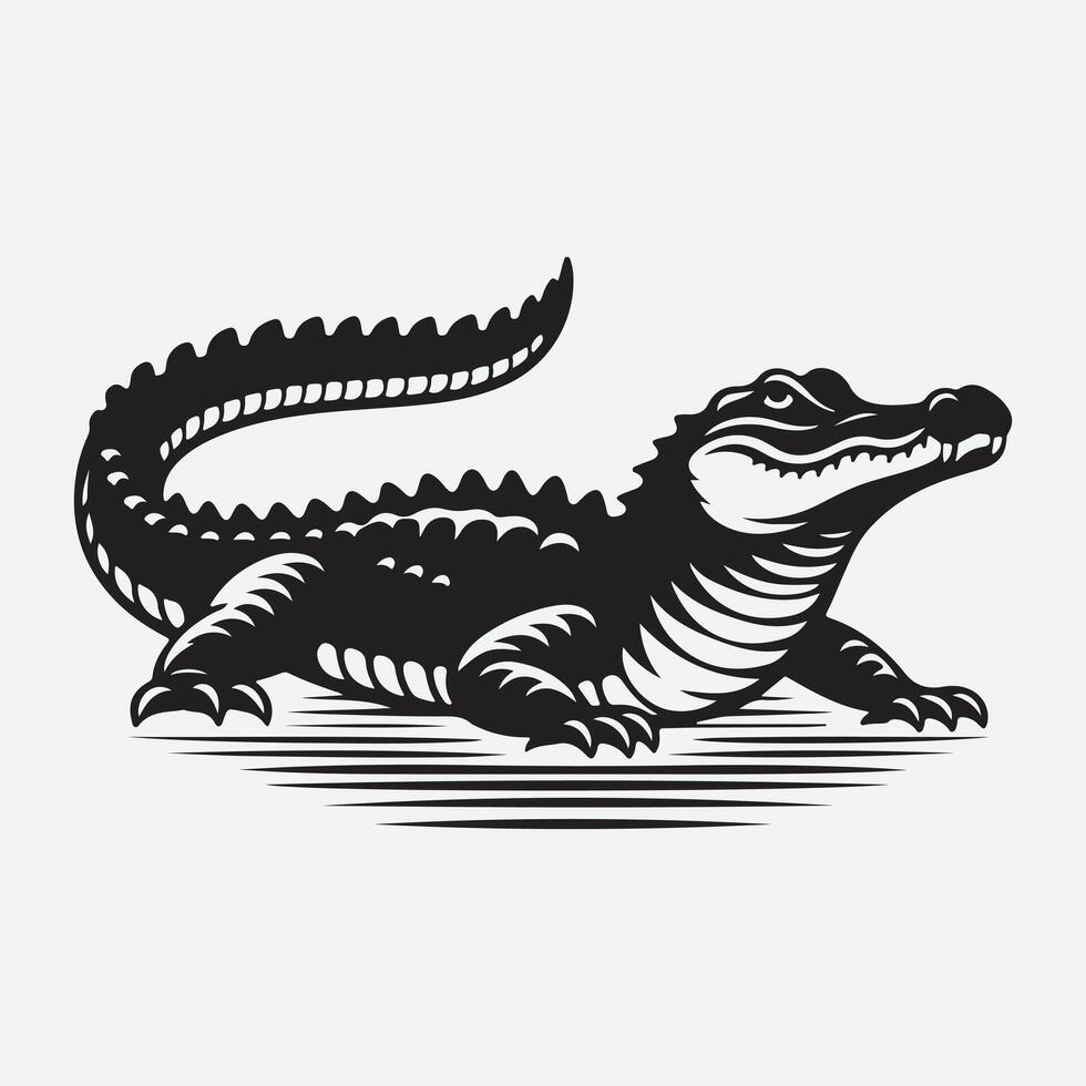 Majestic Alligator Silhouettes, Capturing the Essence of the Swamp vector