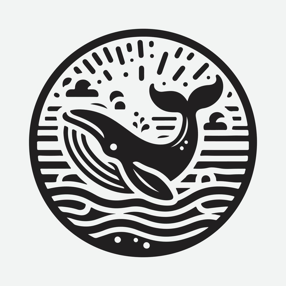 Majestic Whale Silhouette Logo, Capturing the Grace of the Ocean's Giants vector