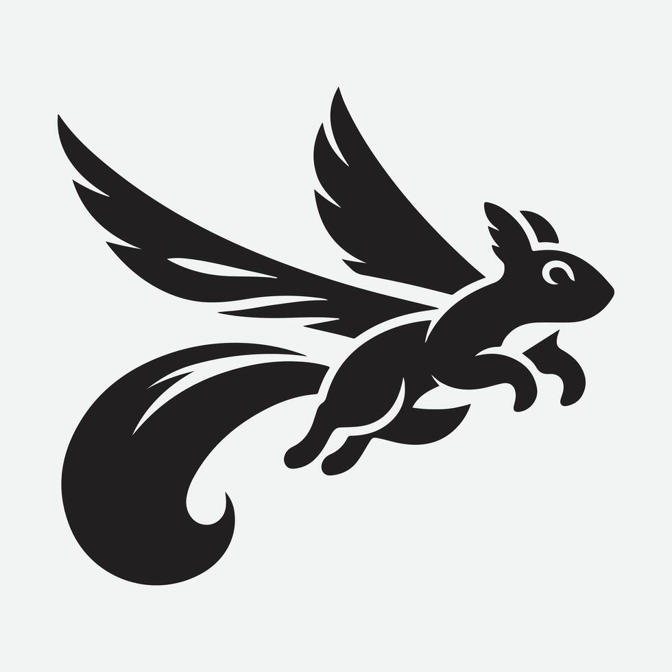 Captivating Flying Squirrel Silhouette Logo, Grace and Elegance in Motion vector