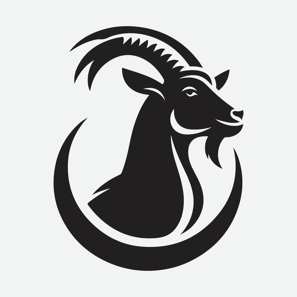 Majestic Goat Silhouette Logo, Emblem of Strength and Grace vector