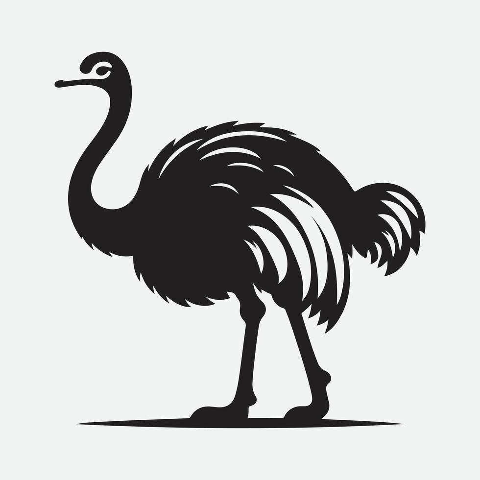 Majestic Ostrich Silhouette, Grace and Elegance in Profile vector