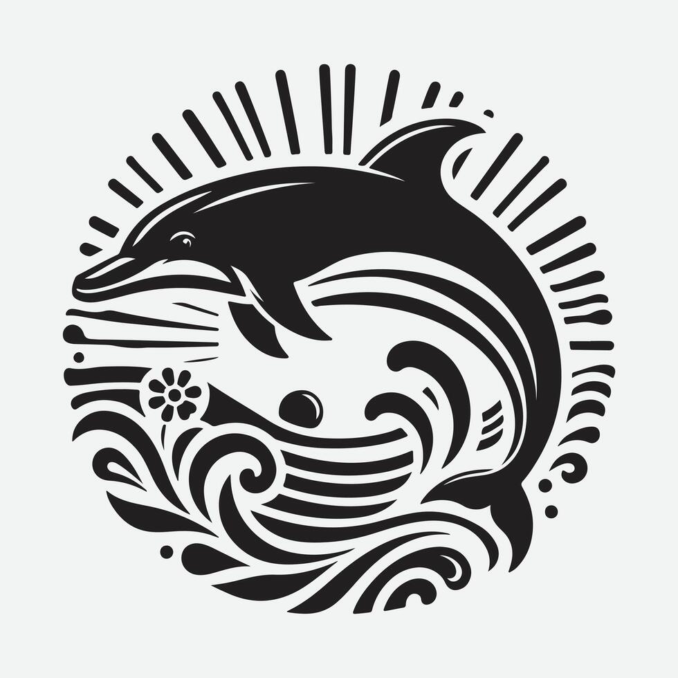 Enchanting Dolphin Silhouette, A Dance of Grace and Mystery vector