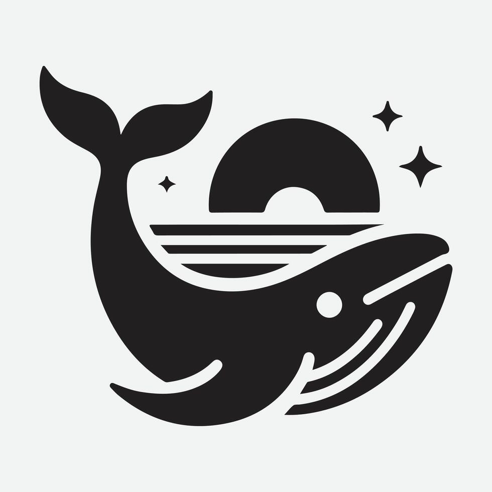 Majestic Whale Silhouette Logo, Capturing the Grace of the Ocean's Giants vector