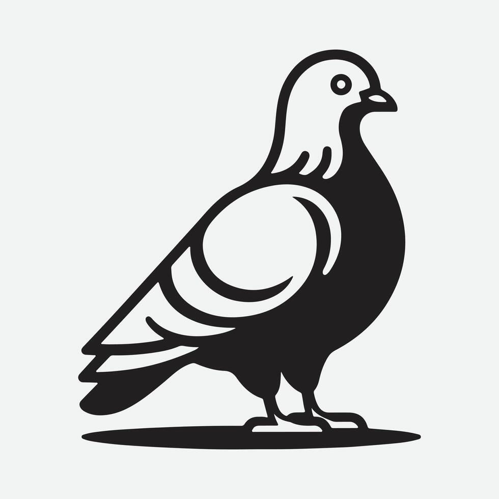 Majestic Pigeon Silhouette, Capturing the Elegance in Shadows vector