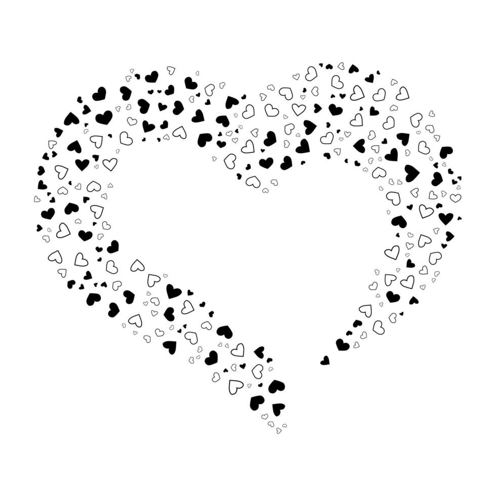 Black heart made of small hand drawn hearts vector