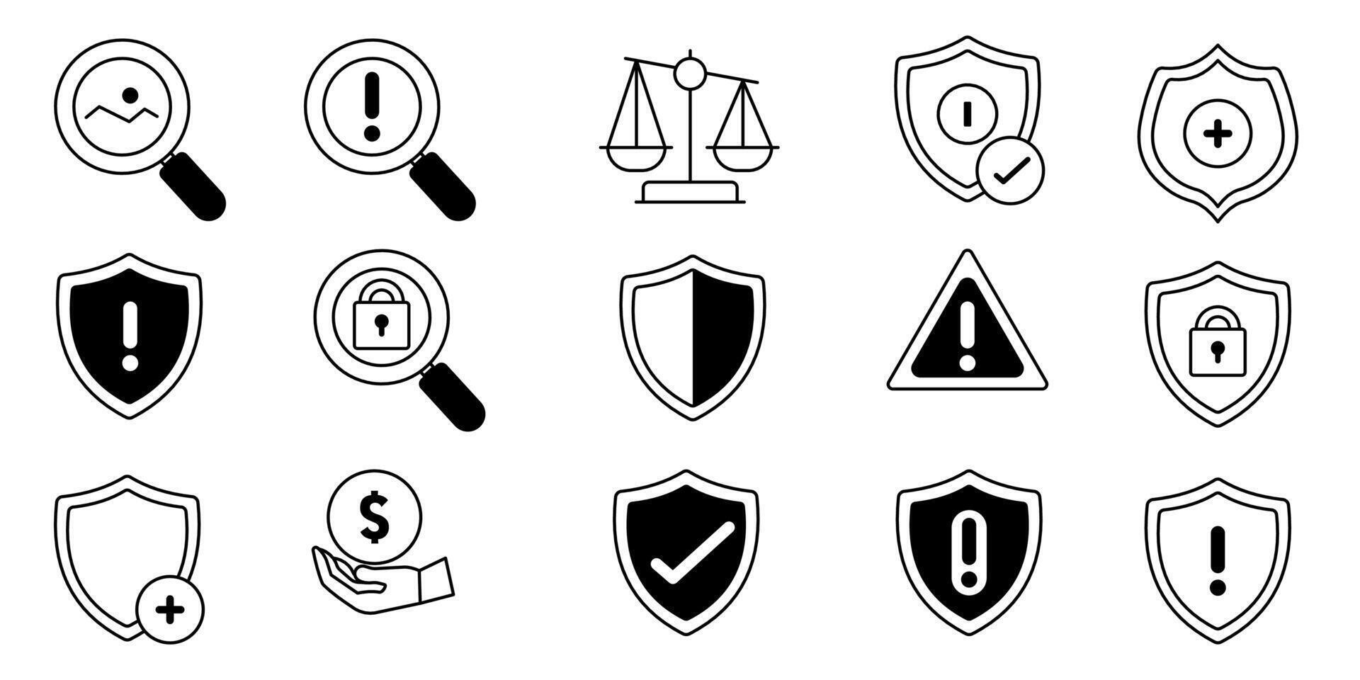 set of Justice and law icon pack collection vector