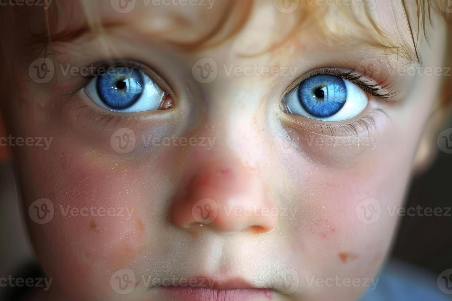 A young boy being unhappy and angry. AI generate photo