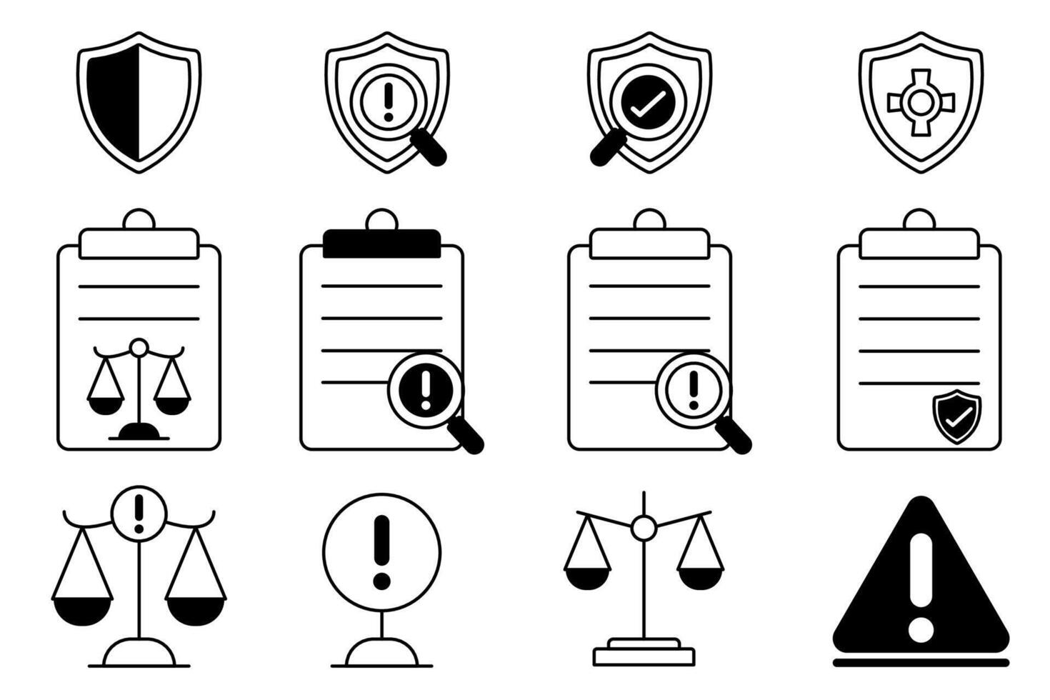 set of Justice and law icon pack collection vector