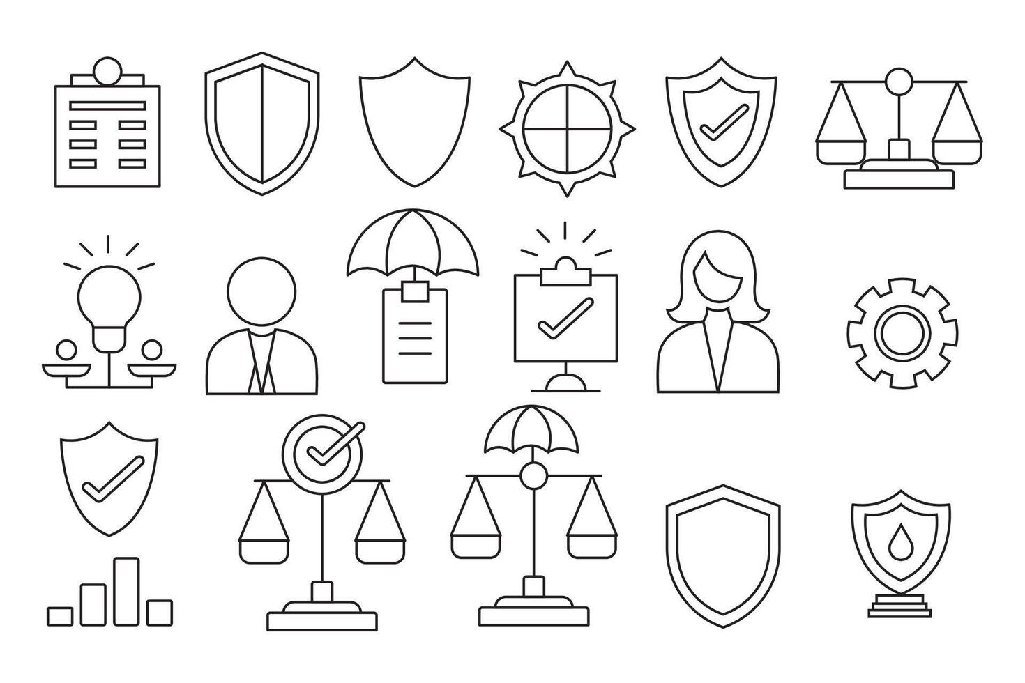 set of Justice and law icon pack collection vector