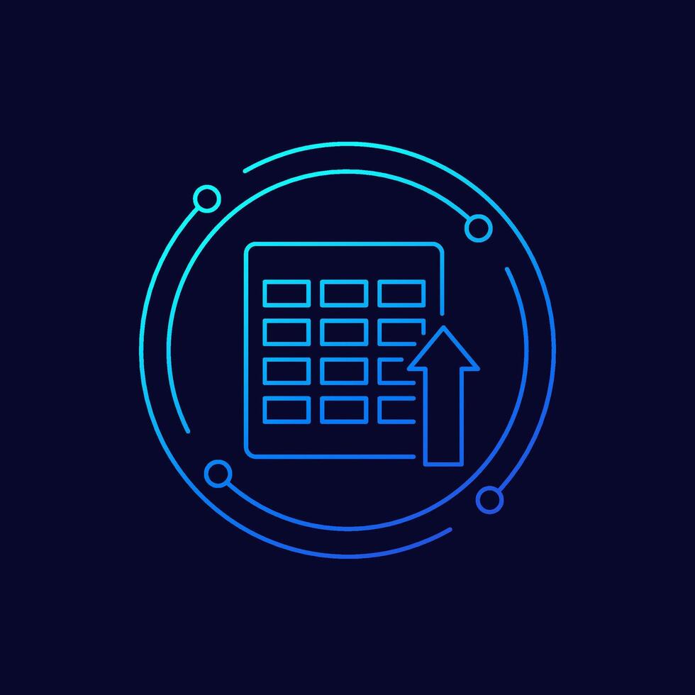 import icon with a spreadsheet, linear design vector
