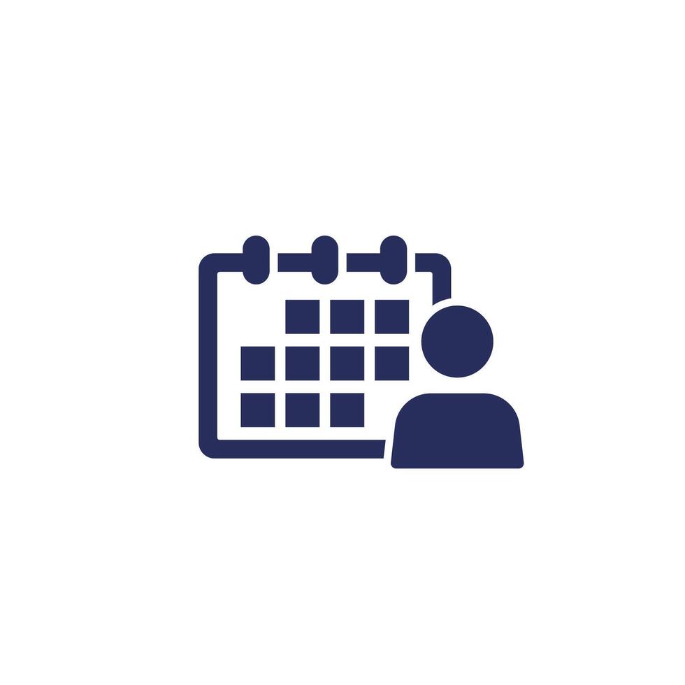 appointment icon with a calendar on white vector