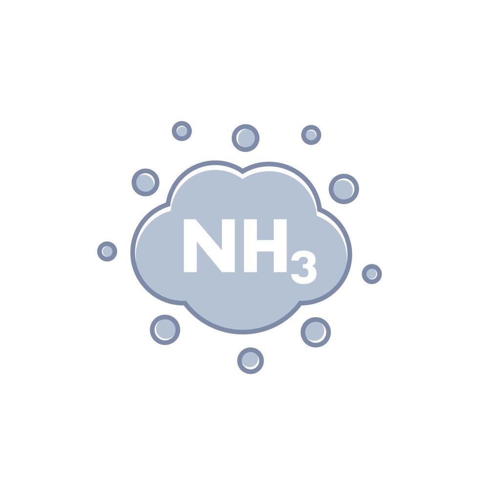 ammonia, NH3 gas icon with a cloud vector