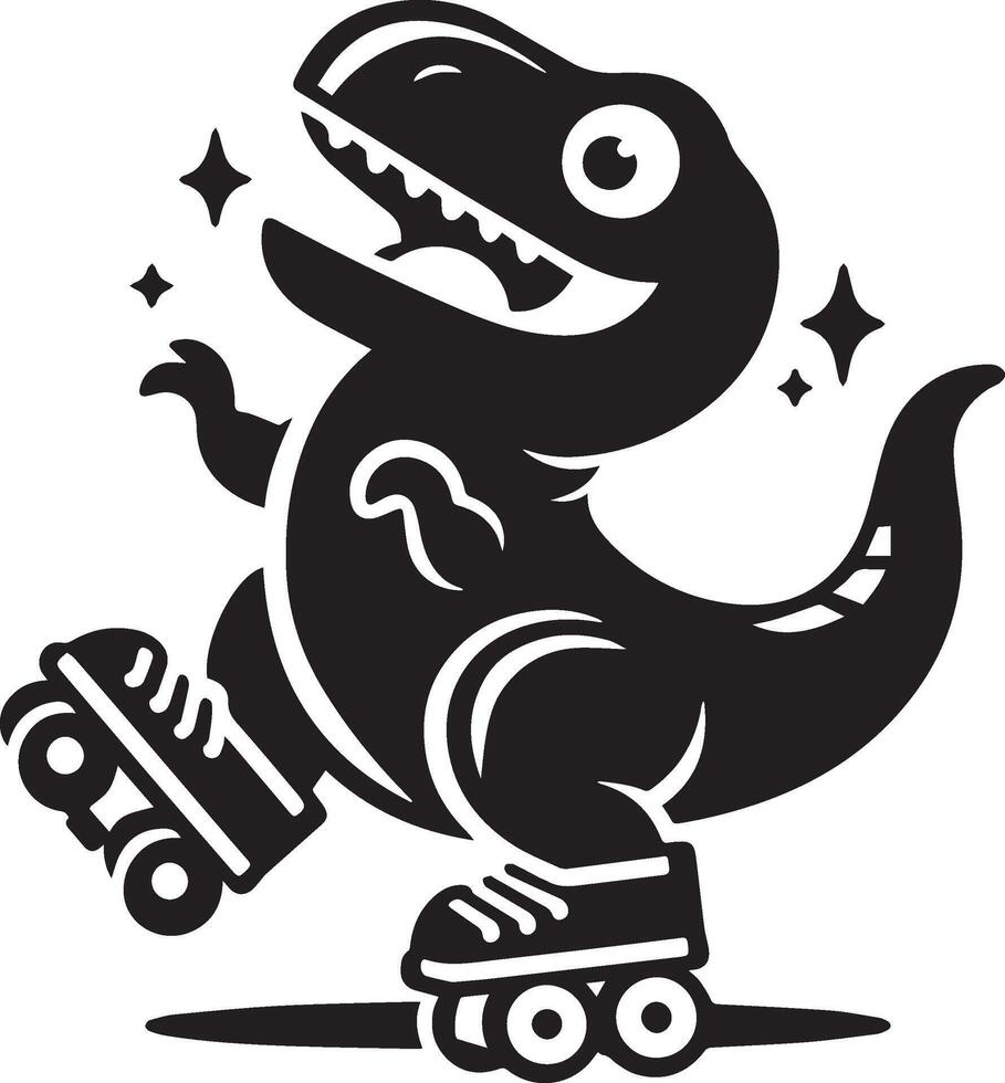 Cute Tyrannosaurus rex dinosaur silhouette with playful design vector