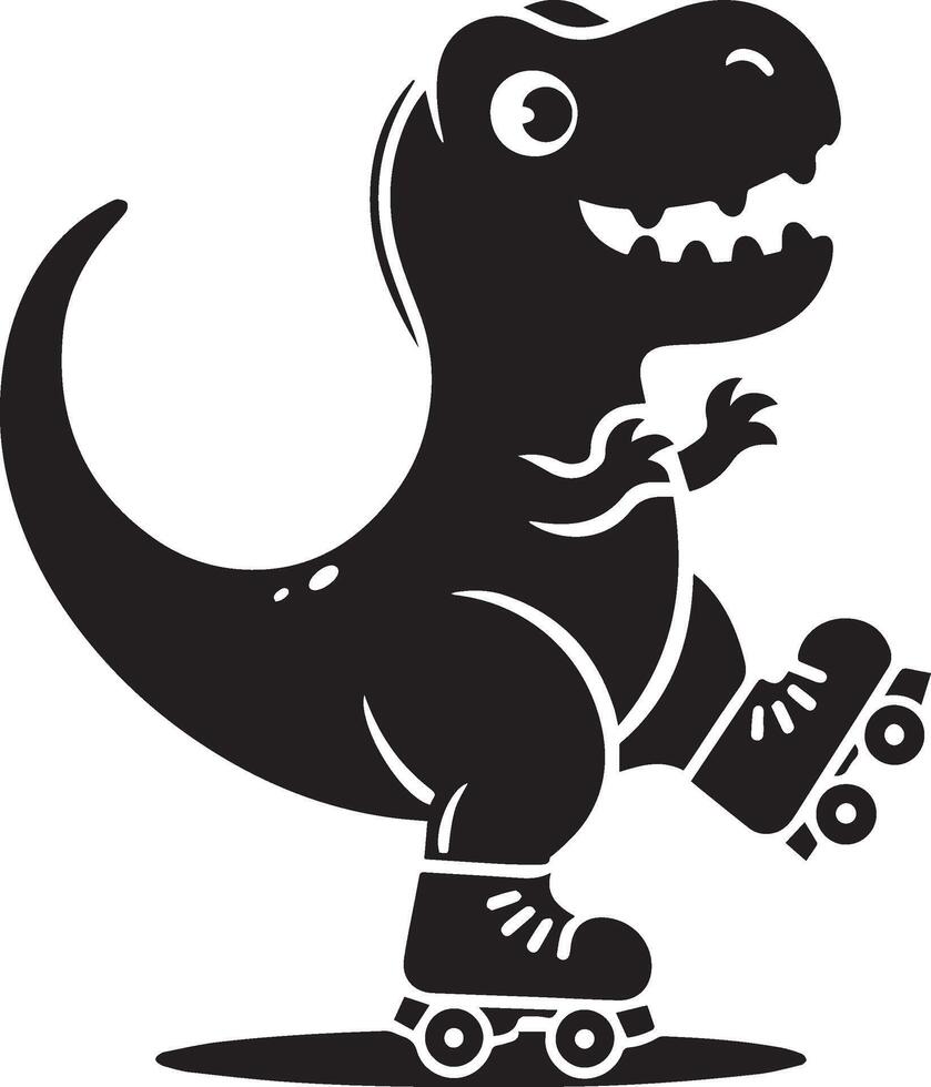 Cute Tyrannosaurus rex dinosaur silhouette with playful design vector