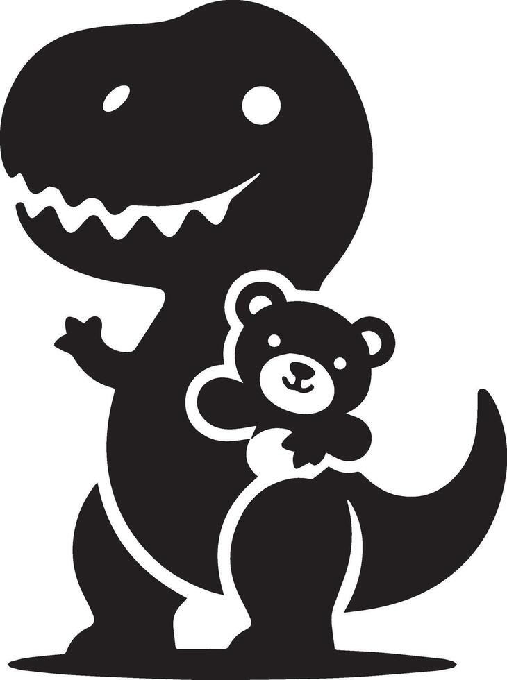Cute Tyrannosaurus rex dinosaur silhouette with playful design vector