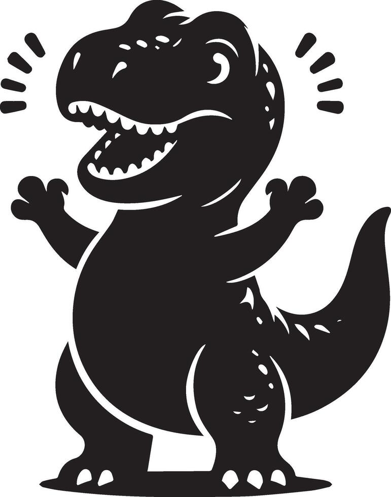 Cute Tyrannosaurus rex dinosaur silhouette with playful design vector