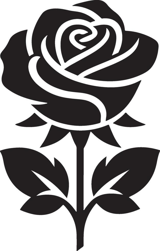 Elegant silhouette of a rose flower minimal line art vector