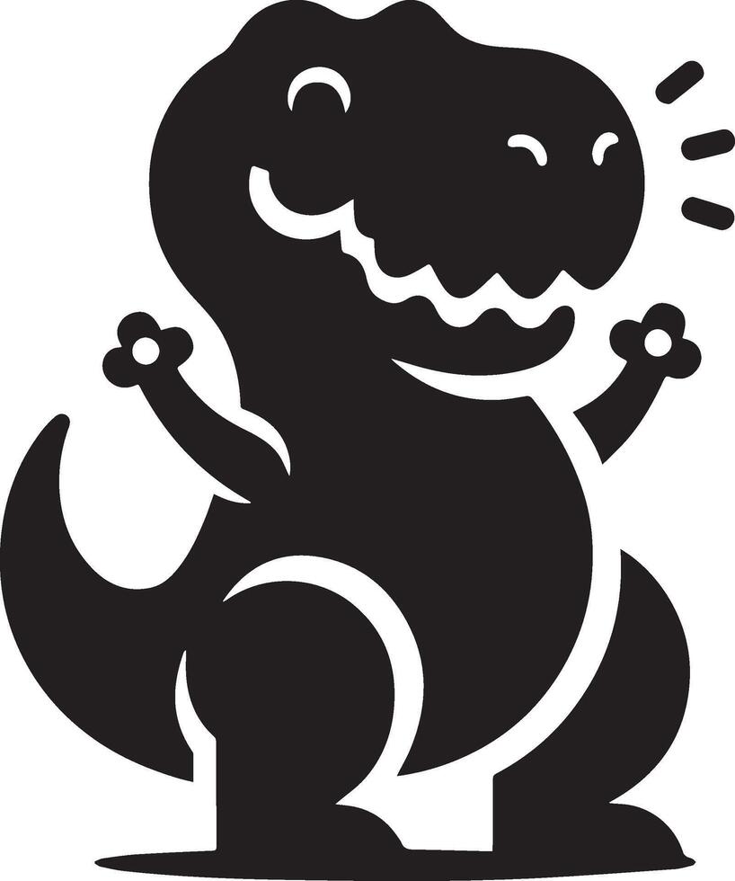 Cute Tyrannosaurus rex dinosaur silhouette with playful design vector