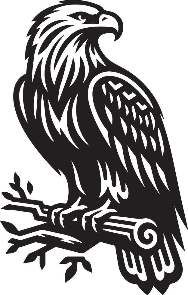 Majestic Eagle on Branch vector