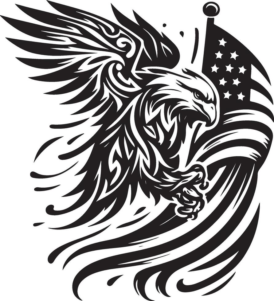 Eagle with American Flag for Patriotic and National Independence Day vector