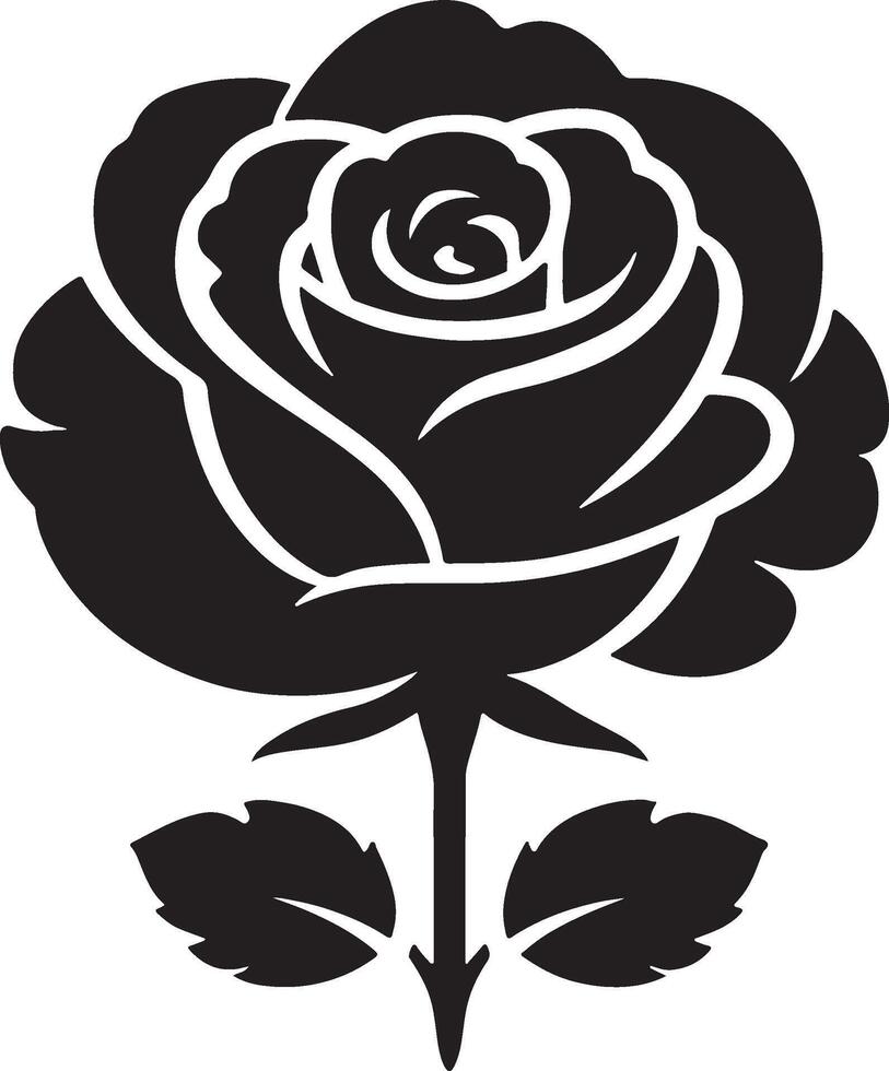 Elegant silhouette of a rose flower minimal line art vector