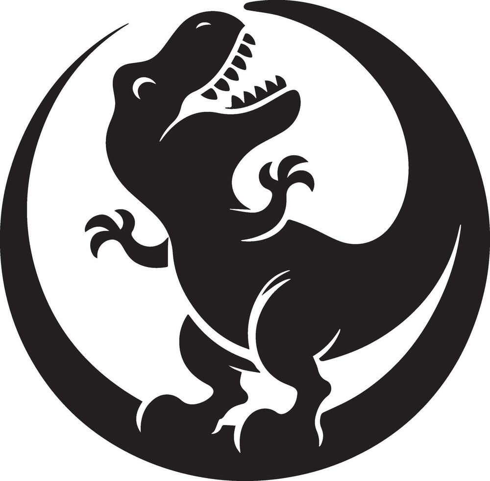 Cute Tyrannosaurus rex dinosaur silhouette with playful design vector