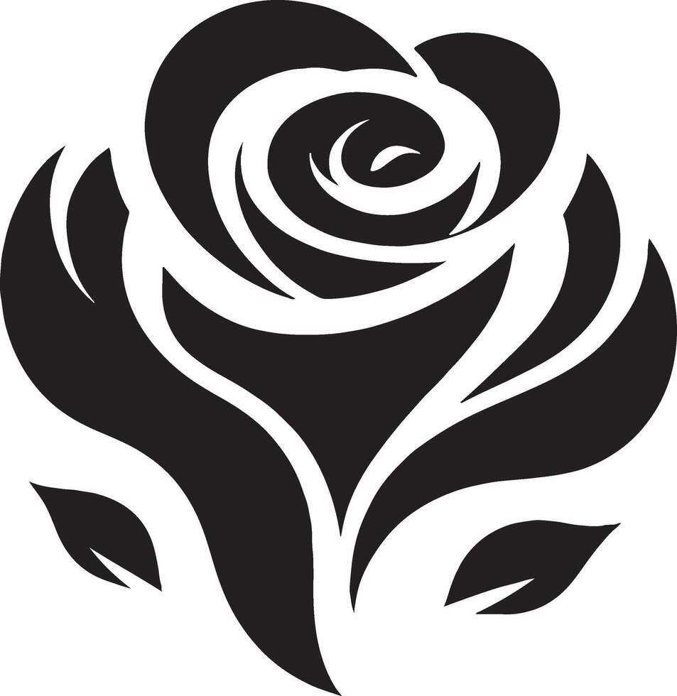 Elegant silhouette of a rose flower minimal line art vector