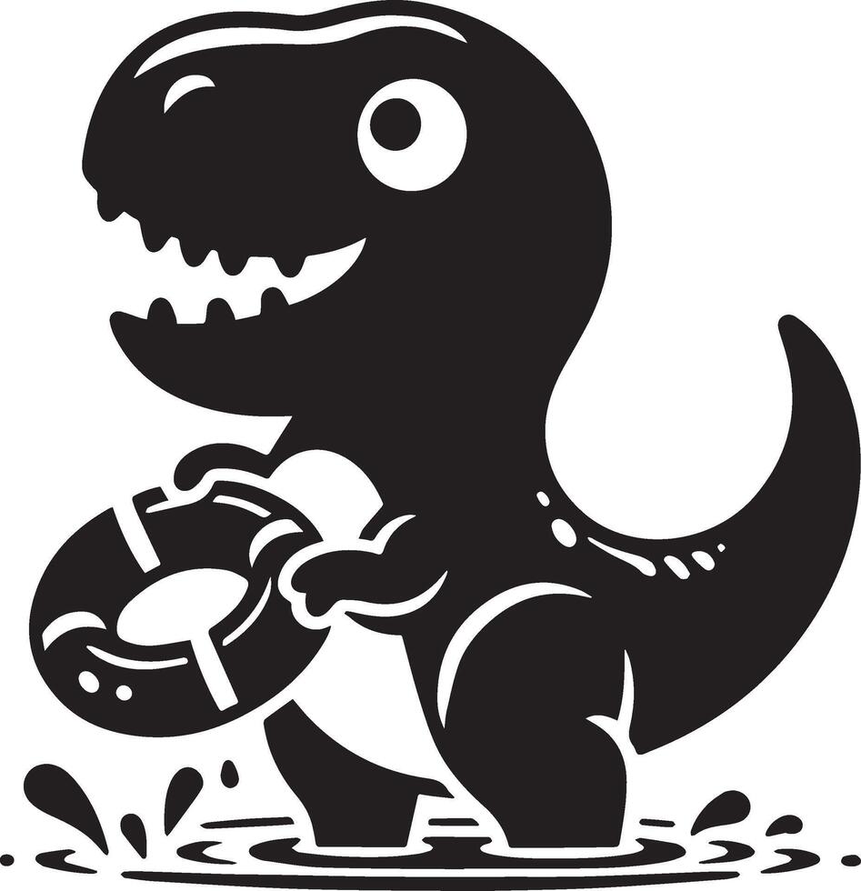 Cute Tyrannosaurus rex dinosaur silhouette with playful design vector