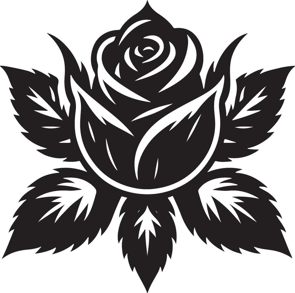 Elegant silhouette of a rose flower minimal line art vector